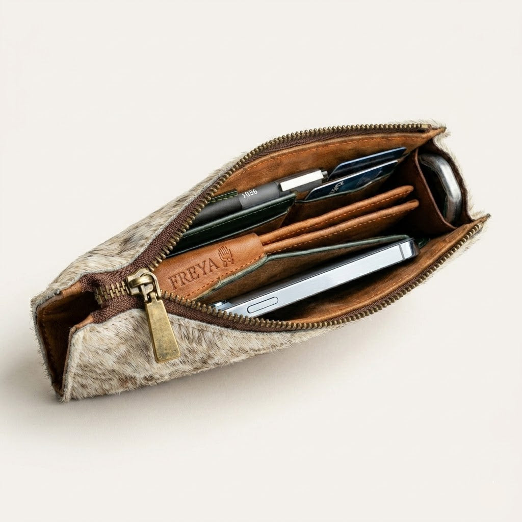 Cartera de viaje con textura animal