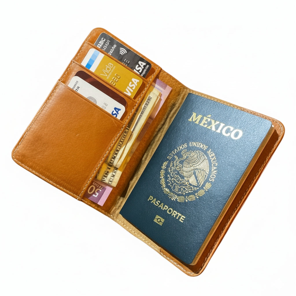 Porta pasaporte de piel Siena