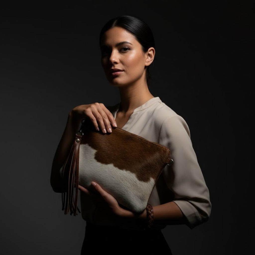 Bolso clutch textura animal