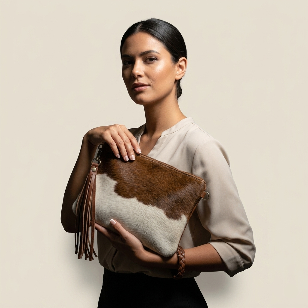 Bolso clutch textura animal